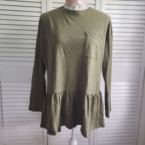 Zara Green Peplum Top